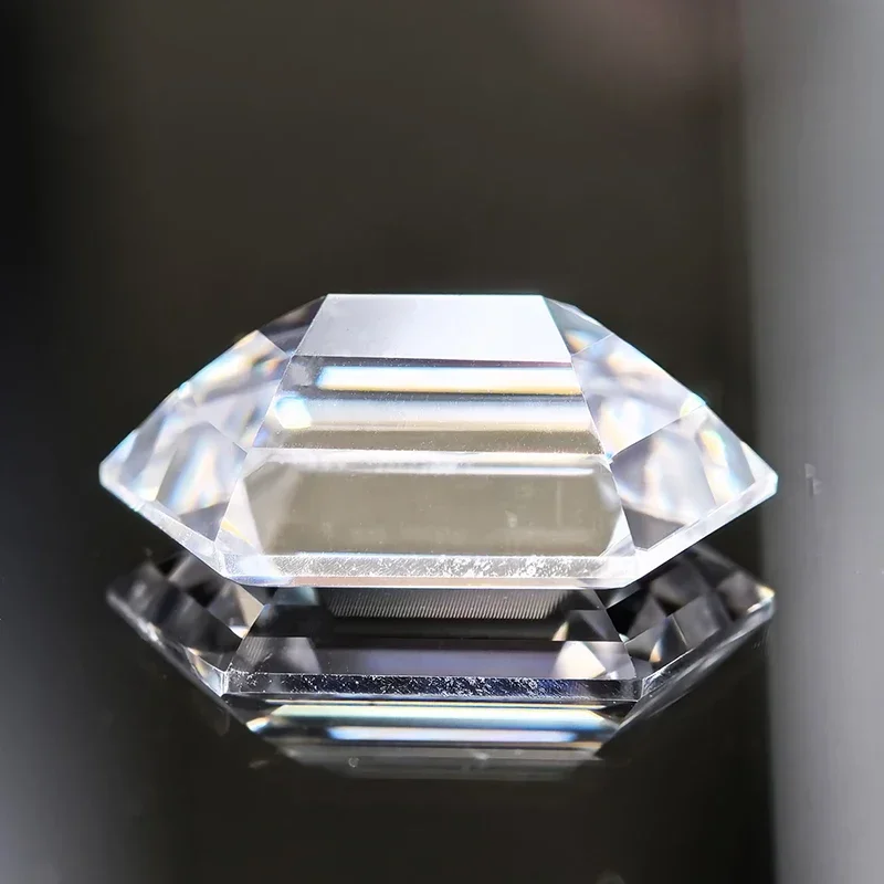 Moissanite Stone White Color Long Hexagon Shape Special Cut  Charm Bead for Advanced Jewelry Making Selectable GRA Certificate