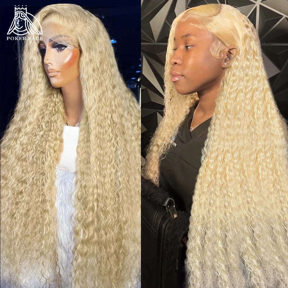 30 40 Inch 250 Density 613 Honey Blonde Curly Hd Transparent Lace Frontal Wig 13x4  Deep Wave Lace Front Human Hair Wigs