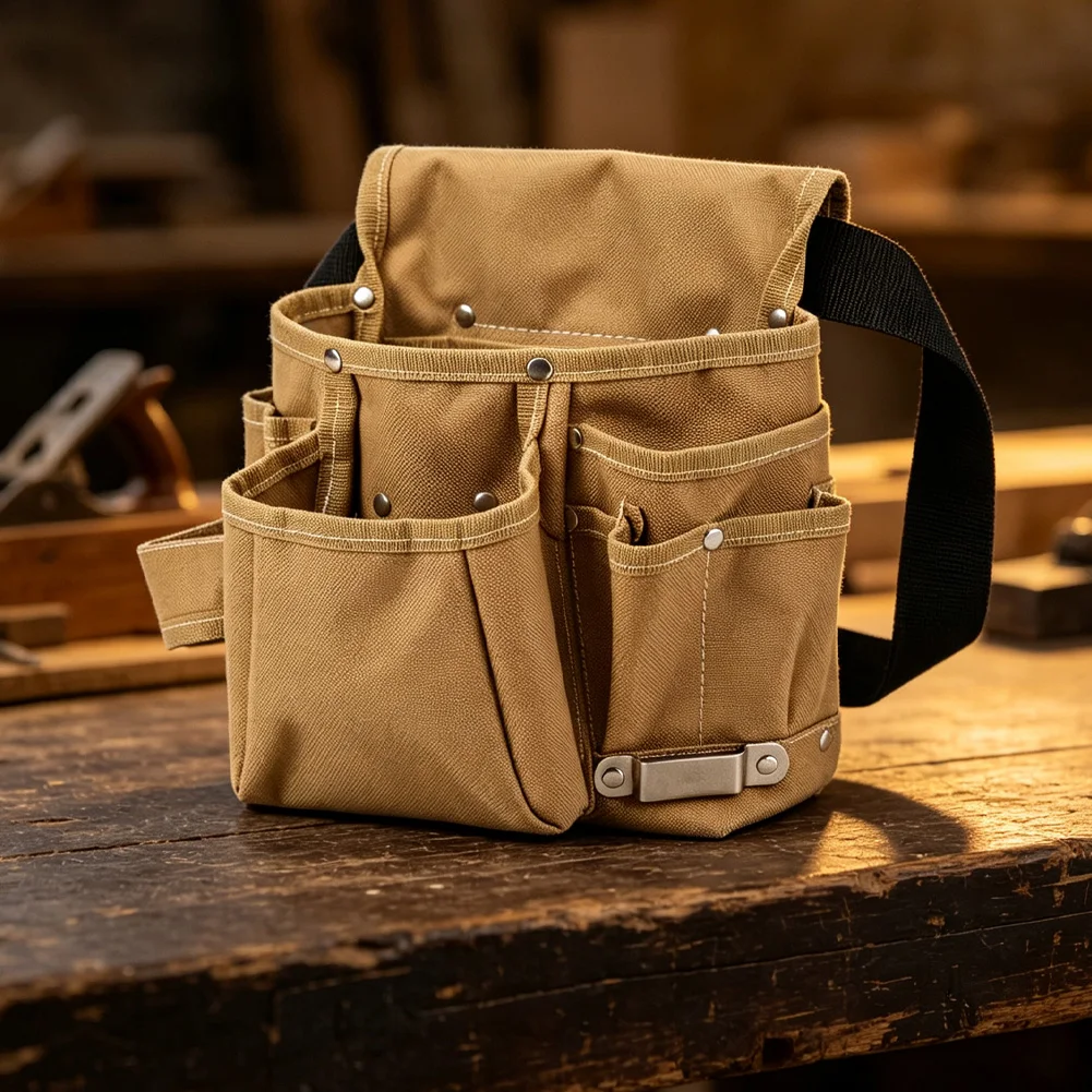 Adjustable Oxford Tool Belt Pouch For Multi Pocket Waist Bag With Hammer Loop And Tape Clip For Electrician Carpenter Woodworker
