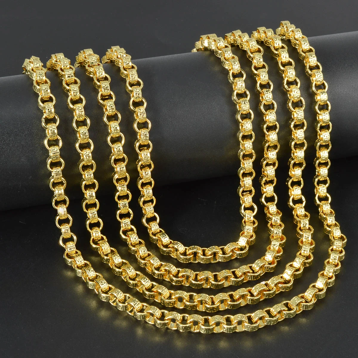 Men 750 Italian Chain 18K Gold Plated Necklace Thick Square Link Choker Vintage Hip Hop Jewelry Gift For Unisex Party Daily Wear