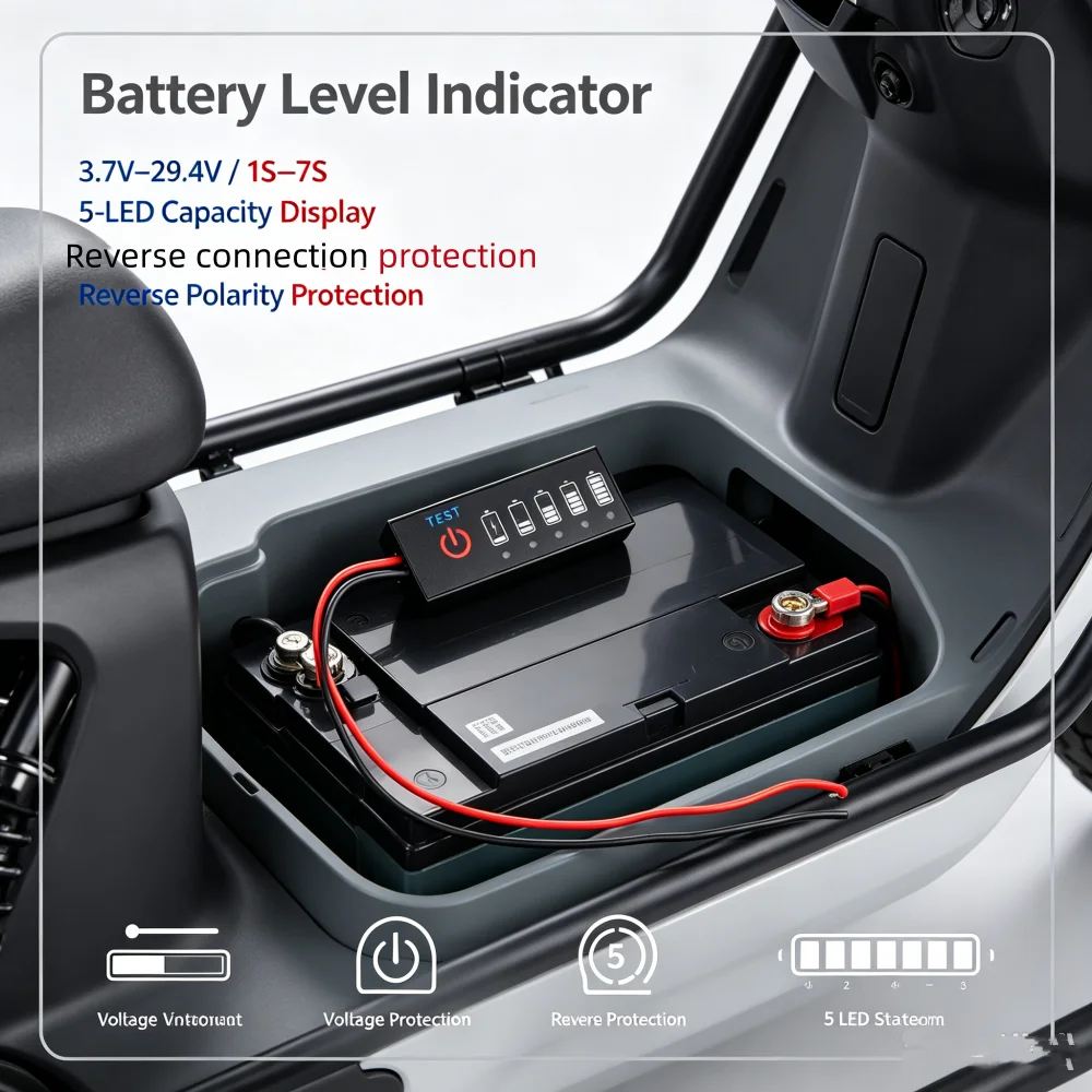 Dc 3.7v-29.4v 1s-7s Battery Level Indicator Module Li-ion Battery Li-fe-phosphate Lead-acid Battery Capacity With Led Indicator