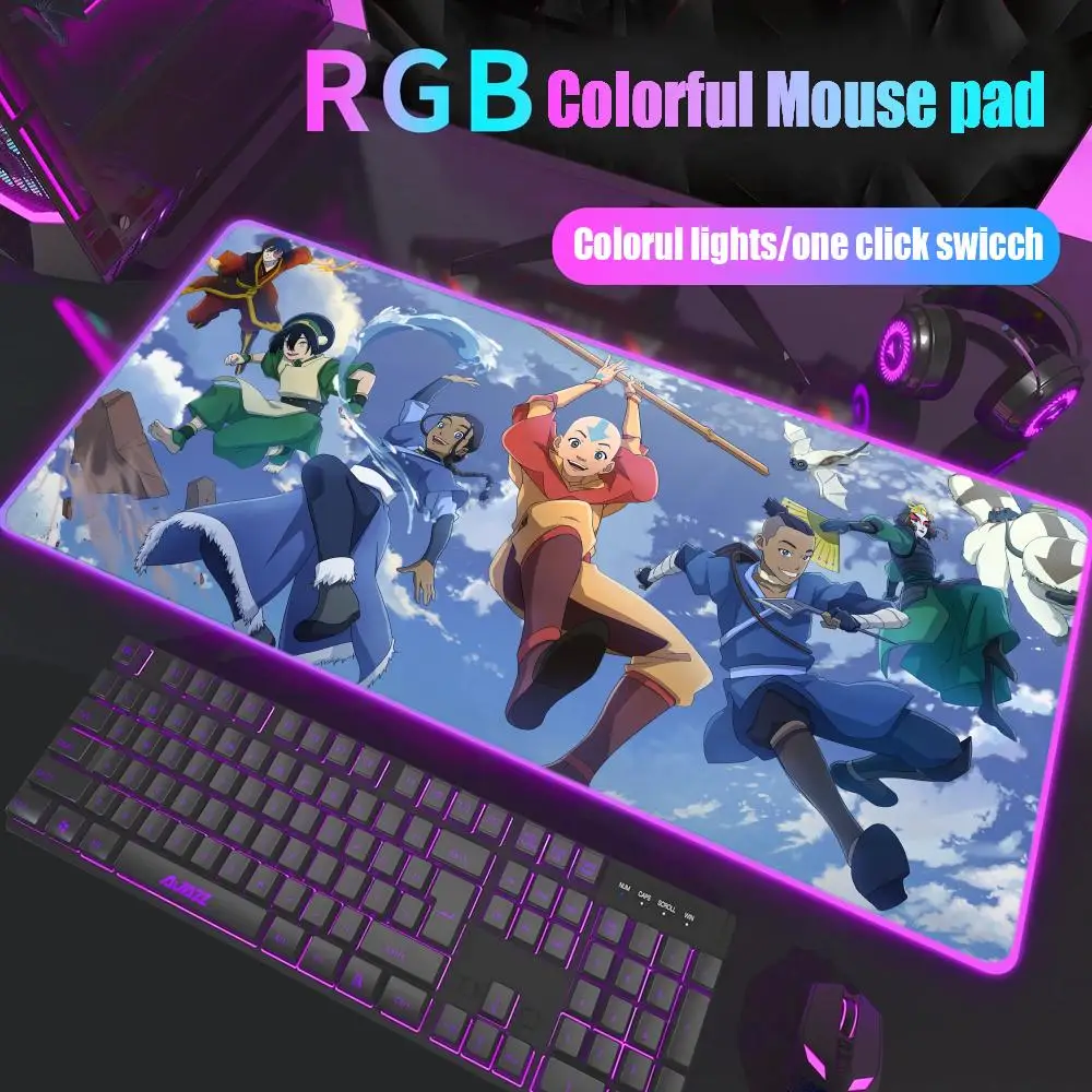 

Avatar The Last Airbender Mouse Pad Gamer Rgb Desk Mat Back Light Led Mousepad Setup Gaming Accessories Deskmat Big Mousepad