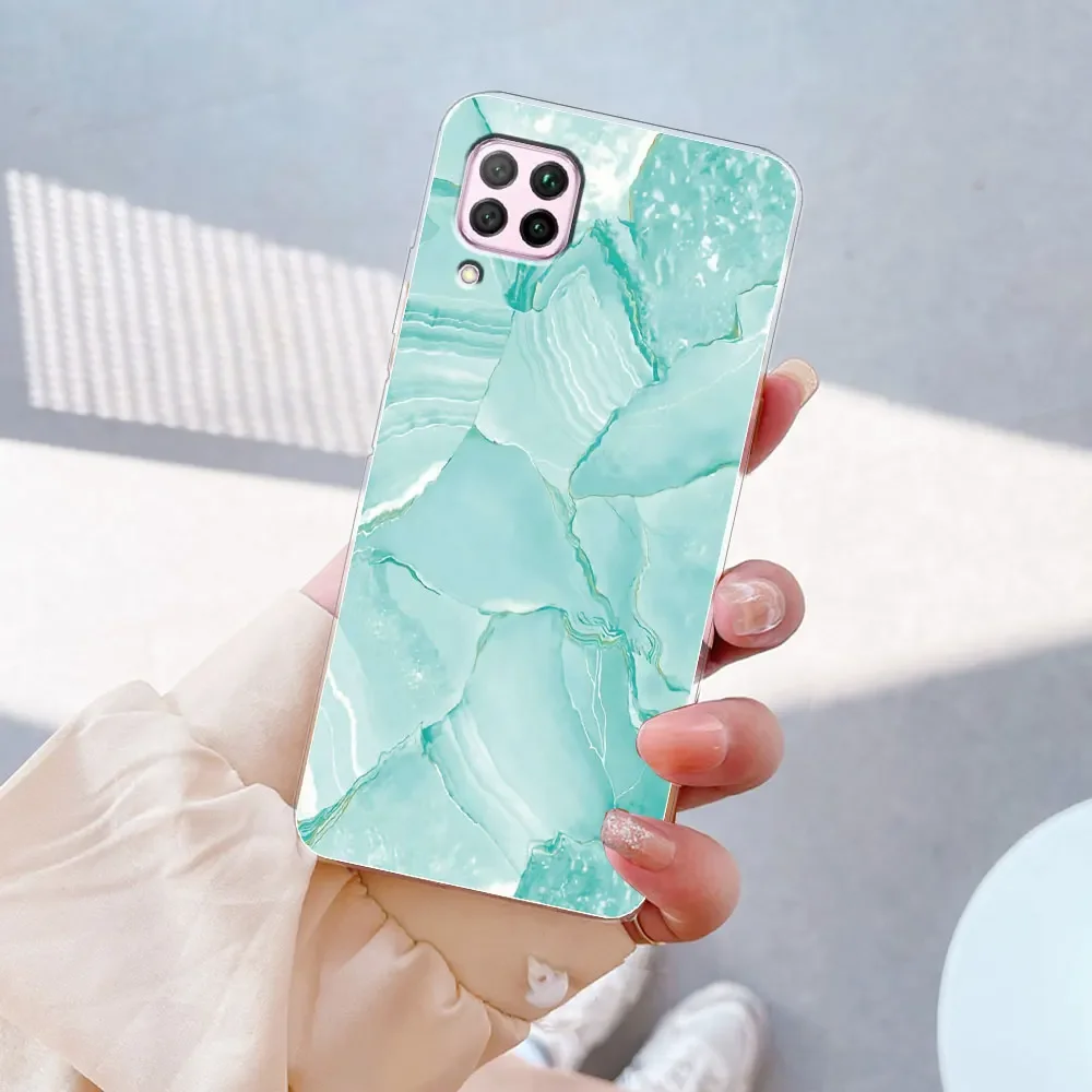 For Huawei P40 Lite Case P40 Lite E Marble Clear Soft Silicone Cases For Huawei P40 Lite Bumper Cover For Huawei P40Lite E Funda