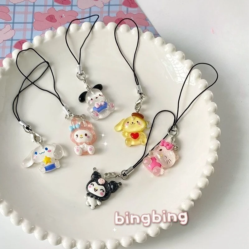 

14cm/5.51in Kuromi Melody Keychains Pendant Cinnamoroll Anime Peripherals Cartoon Cute Stuff Kawaii Backpack Keyring Girl Gifts