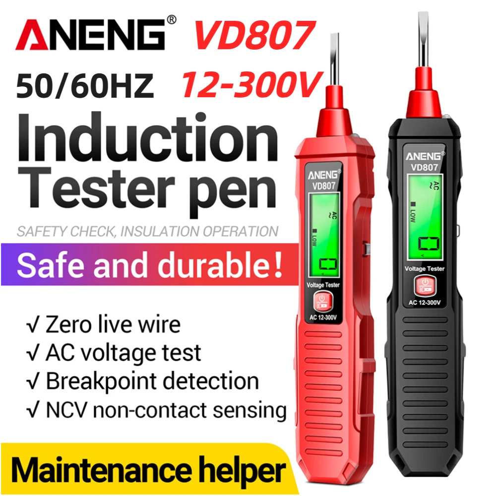 ANENG VD807 12-300V Voltage Detector Smart Electric Pen Sound & Light Alarm Non-Contact Voltage Zero Fire Wire Tester Pen Meter