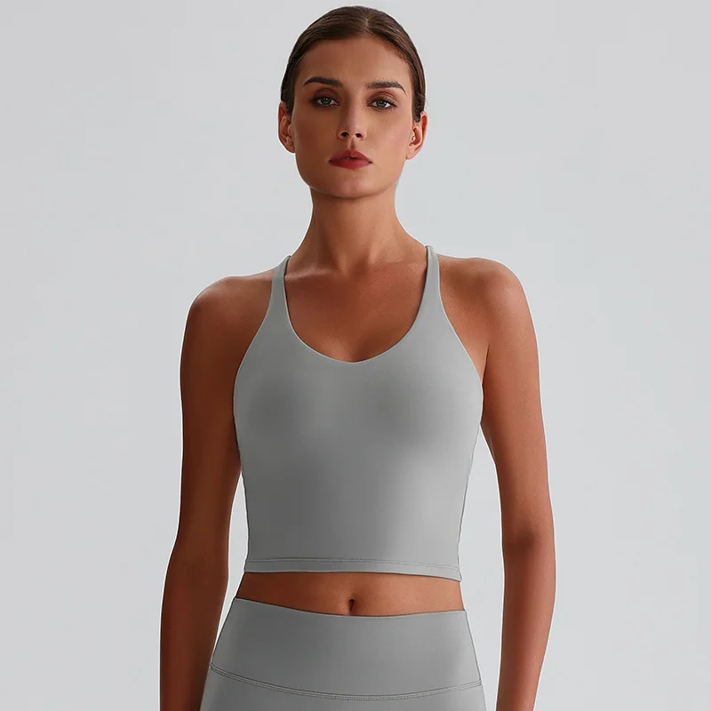 Sexy Cross Back Sports Bra Women Tight Butter Soft Yoga Vest Gym Workout Top with Chest Pad Elastic Fitness Underwear