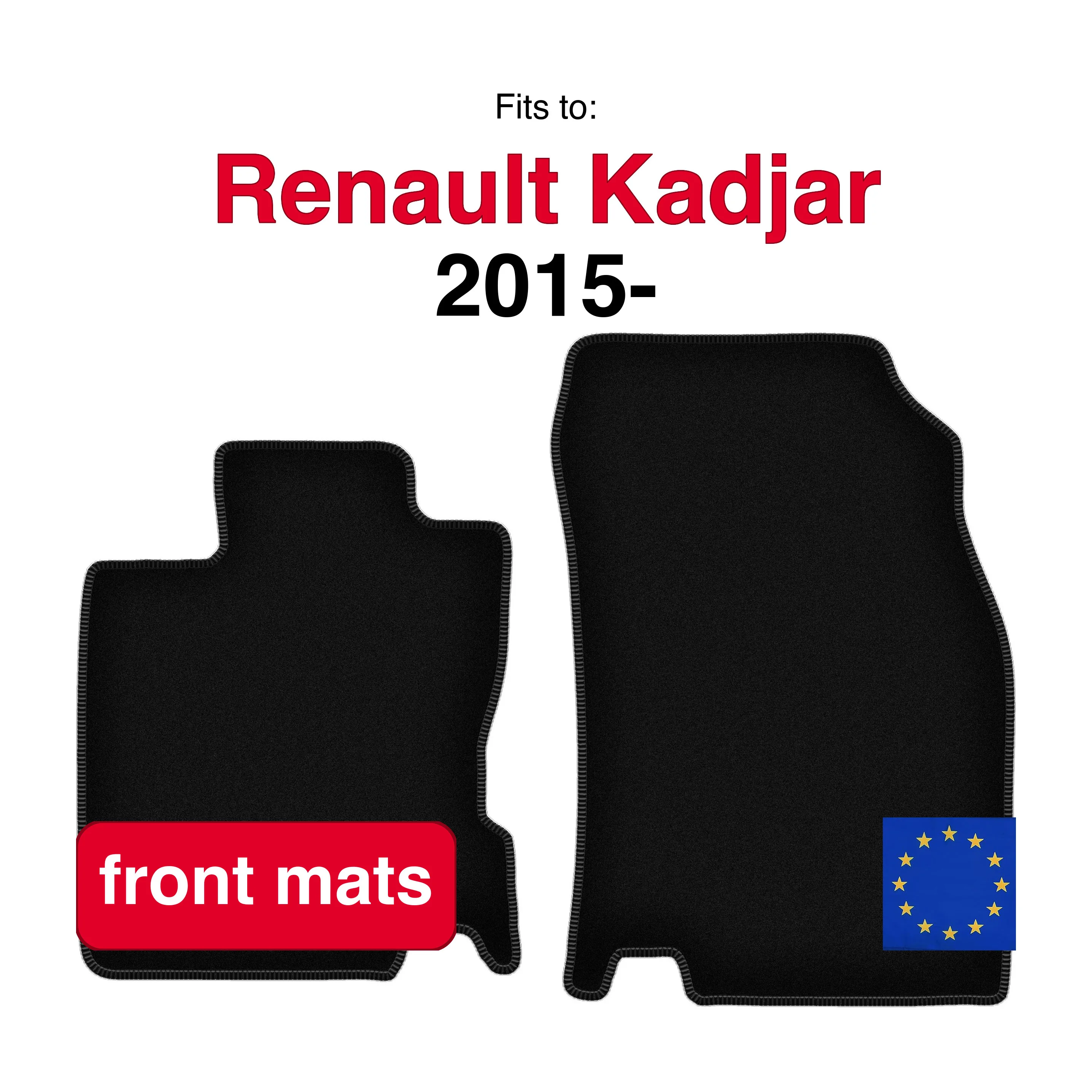 Velours vloermatten voor Renault Kadjar SUV (2015-) - Zwart (2 stuks) set voorvloermatten voor in de auto