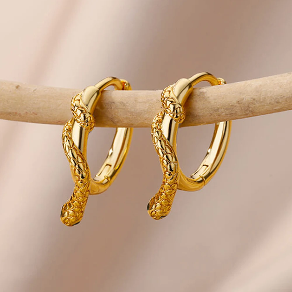 Stainless Steel Hoop Earrings For Women Gold Color Round Square Geometric Earring Female Fashion Ear Jewelry Brincos Gift 2024