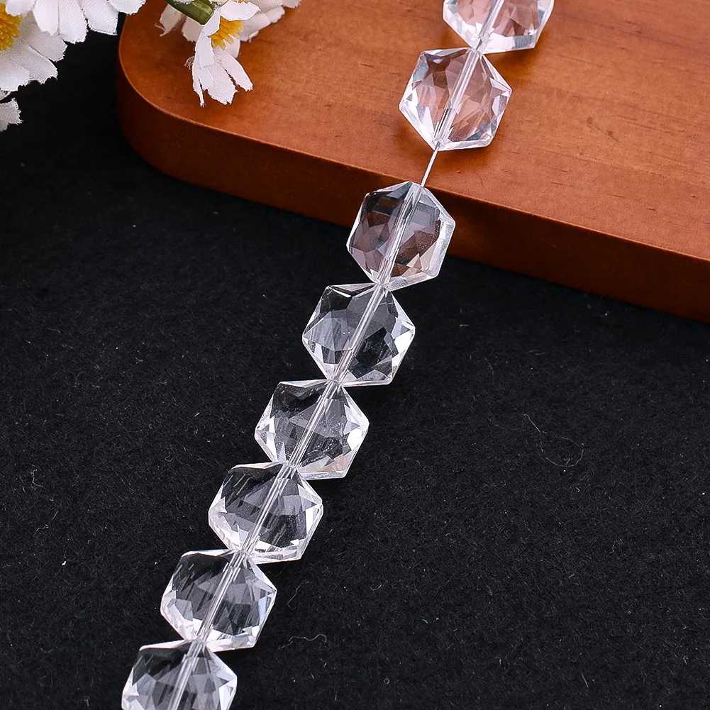 10PCS Transparent Crystal Beads Pendant Multi-faceted Star of David Handmade Glass Art DIY Wind Chime Garden Sunlight Collector