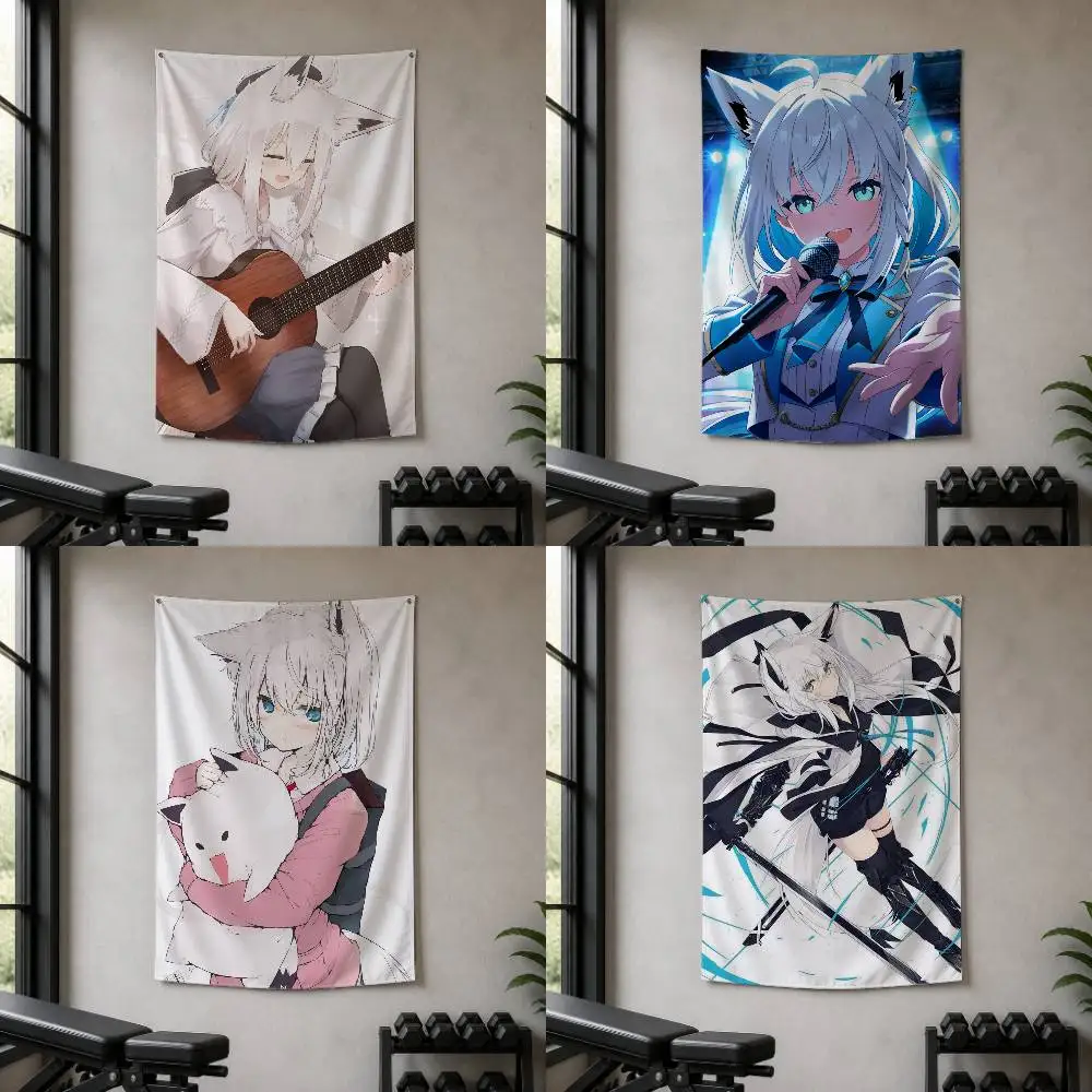 Cute S-Shirakami F-Fubuki Vtuber  Decorative Wall Flag Banner for Home Garden Garage Indoor Outdoor Decor