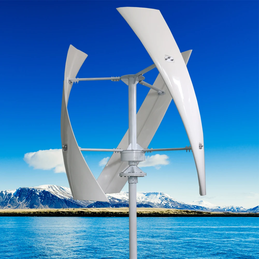 Real Watt 1kw 1.5kw 2kw 3 Blades Free Energy Vertical Axis Wind Turbine Generator 24v 48v 96v 120V 220v Homeuse Windmill Low RPM