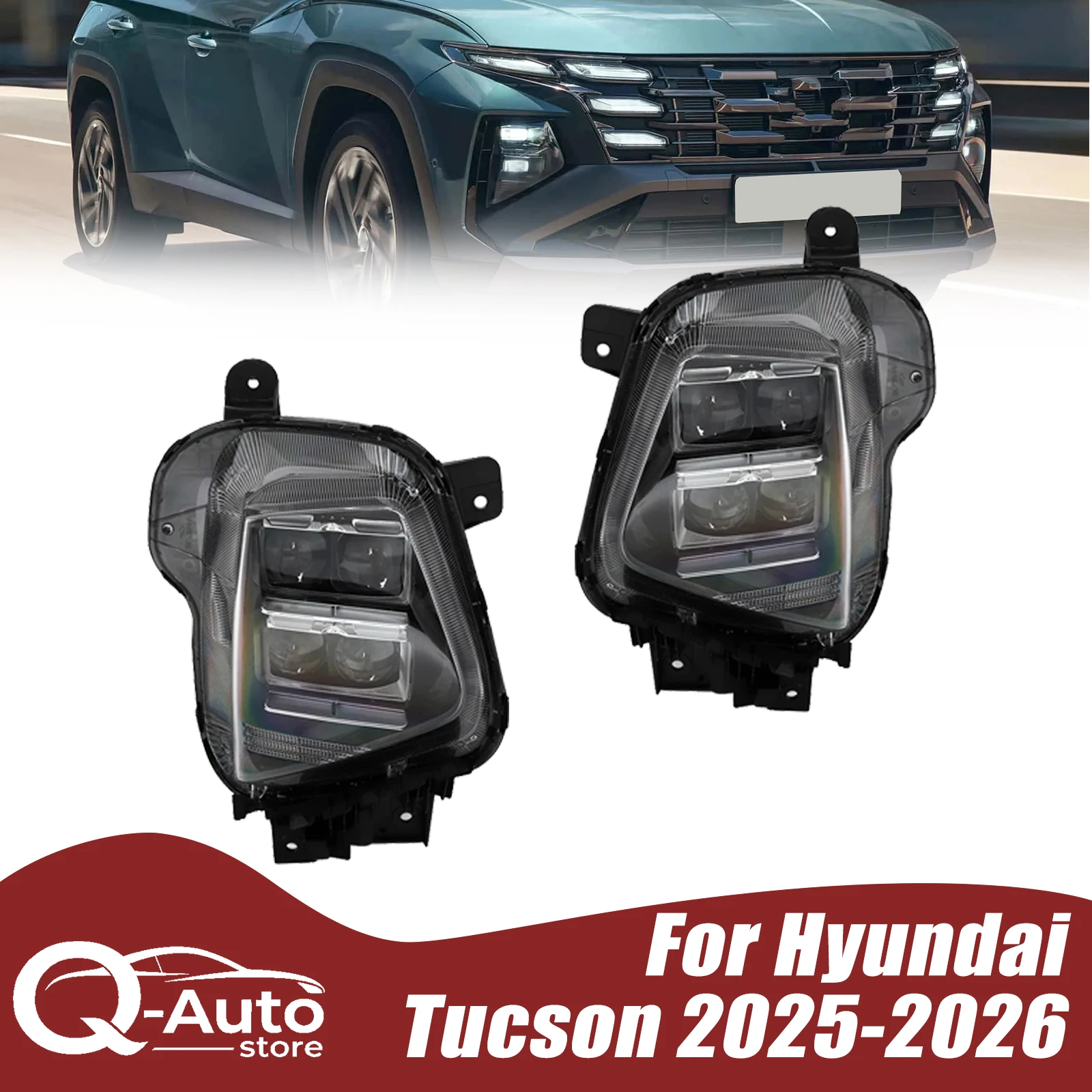 LED Front Bumper Headlights For Hyundai Tucson 2025-2026 Headlight Headlamps Projector DRL Fog Lights 92102-CW700 92101-CW700