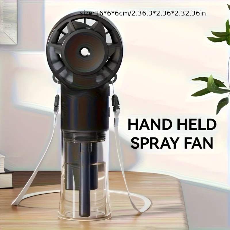 Portable USB Rechargeable Spray Fan with Lanyard - 1200mAh Battery, 4-Speed Adjustment Hands-Free Cool, Suitable for Women's Sum