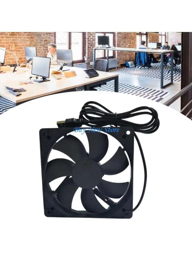 

20CE USB Computer Fan, 5V Brushless Motor 12CM Black Cooling Radiator with Longlastin