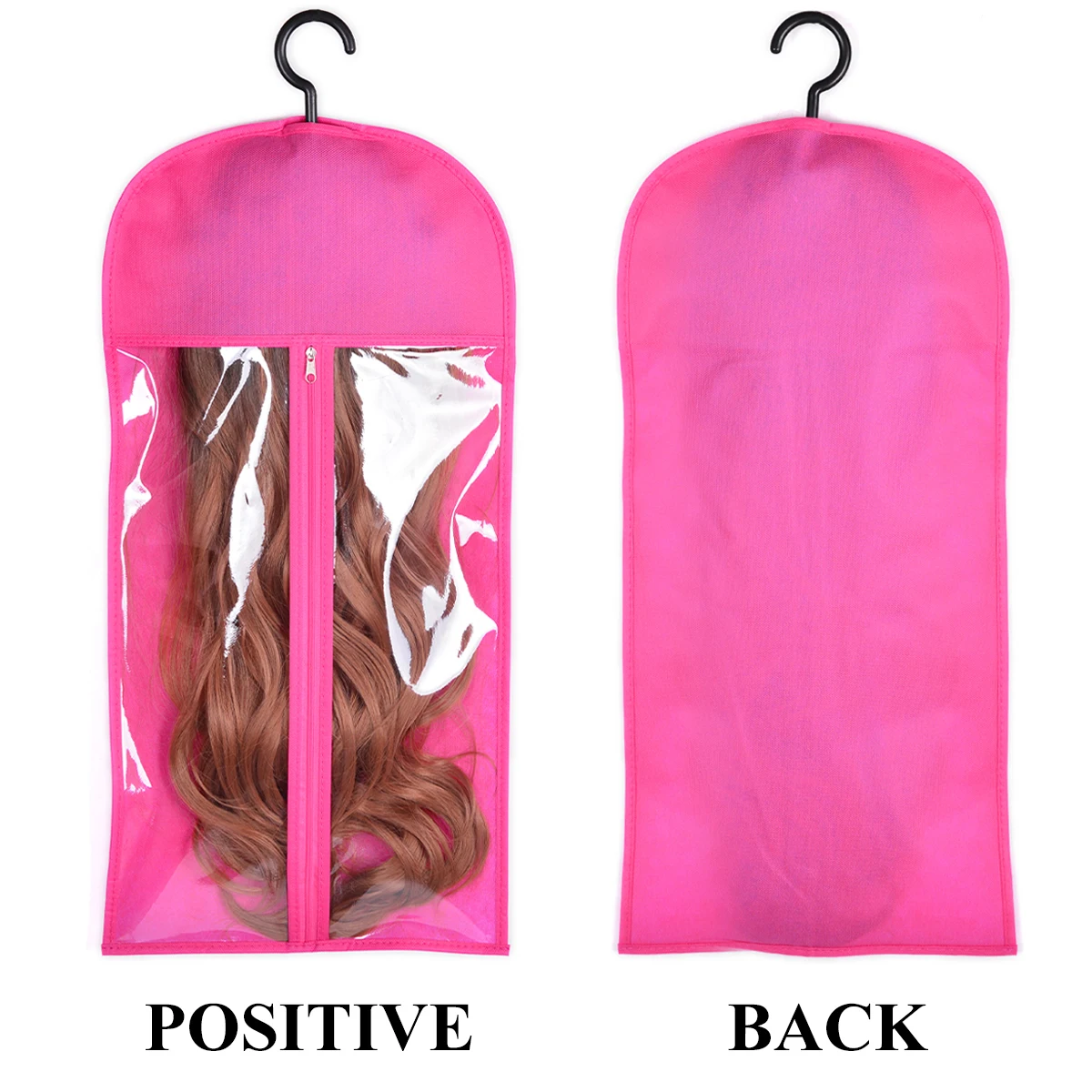 Bolsas de almacenamiento de pelucas largas con colgador, embalaje de extensión de cabello no tejido, bolsa de almacenamiento portátil a prueba de polvo, bolsa de transporte de extensiones de cabello