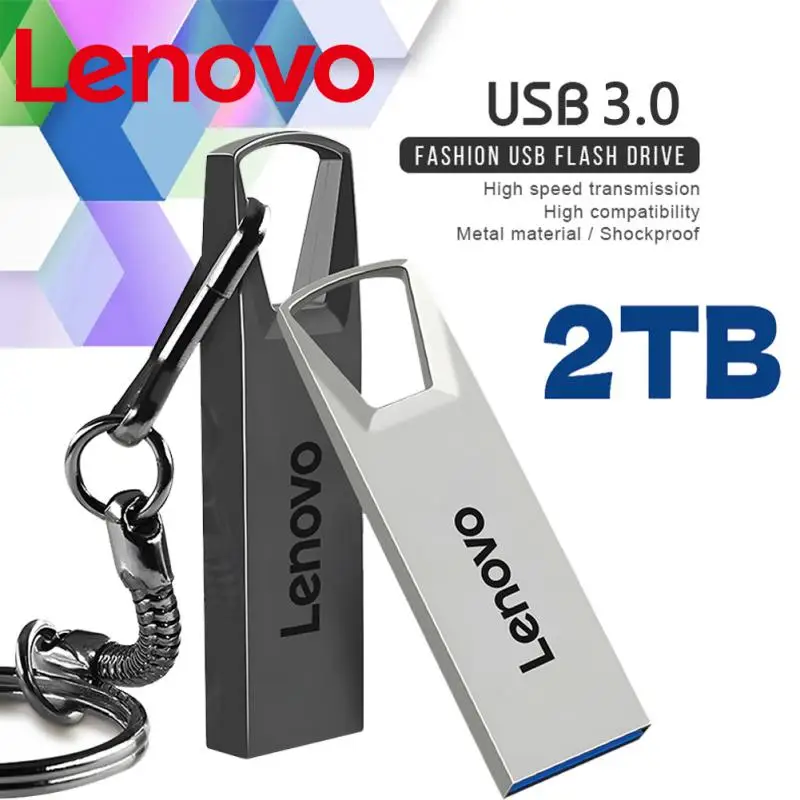 Original Lenovo Pen Drive 2 TB USB 3.0 Flash Metal Drive 1TB Large Capacity High-Speed Transfer Storage Waterproof Memory U Disk