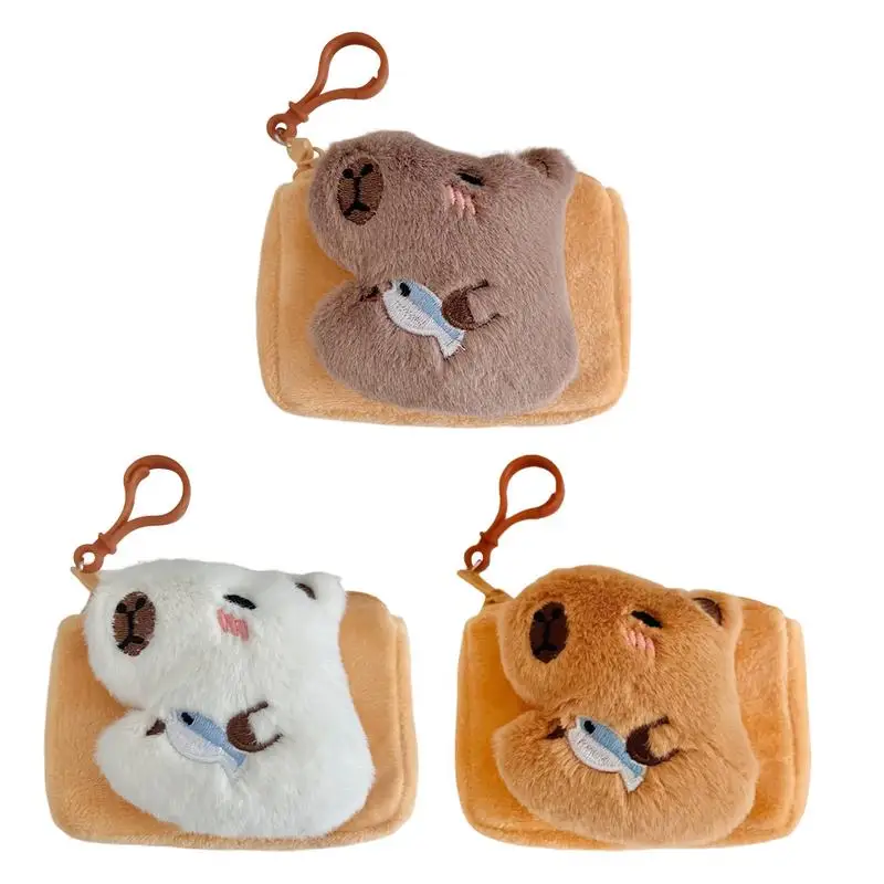 Adorabile capibara farcito portamonete elegante animale piccolo portamonete capibara peluche borsa casual borsa a mano portamonete portachiavi portachiavi