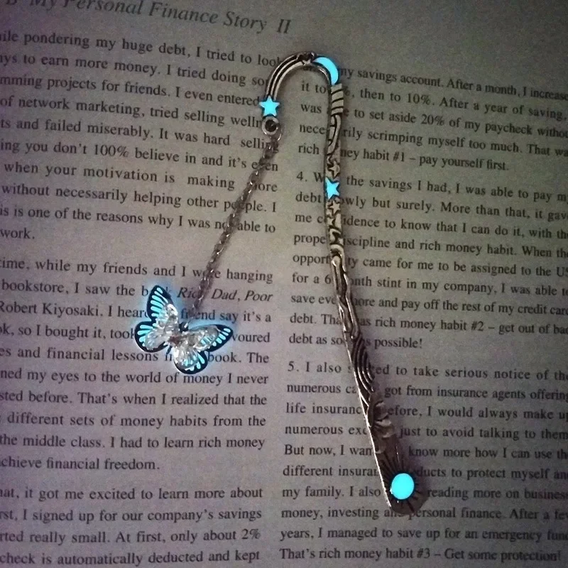 Retro Luminous Metal Bookmark Butterfly Dragonfly Bookmark Childrens Stationery Student Supplies Gift view 3