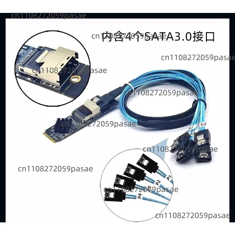 Suitable for M.2  PCI-E to SFF-8087 MINI-SAS 36Pin 4-port hard disk adapter card ASM1064