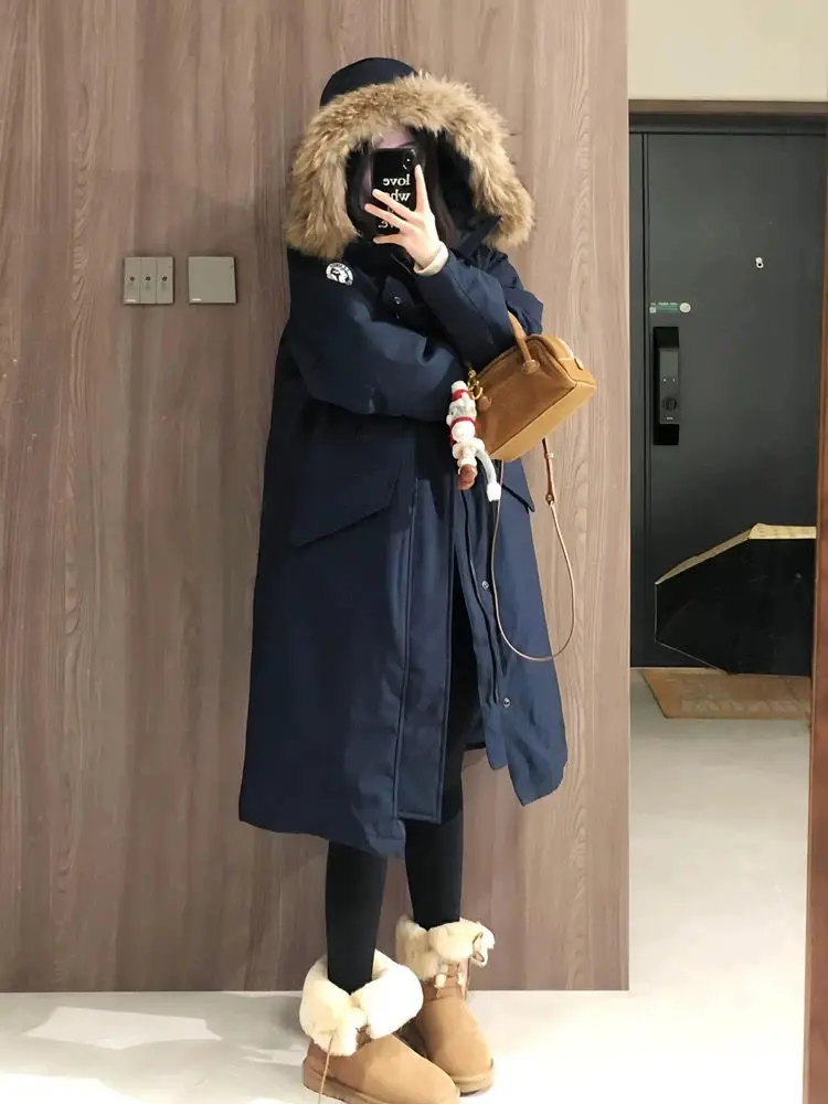 

Женские зимние пуховики-парки с мехом, утепленные, с круглым вырезом, на подкладке, теплые, с регулируемым поясом, классические, хит продаж