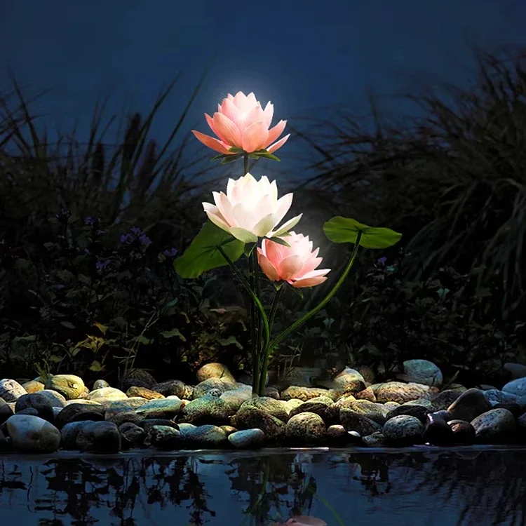 Outdoor courtyard  lotus flower lamp, waterproof automatic flowering, park courtyard landscape decoration lamp