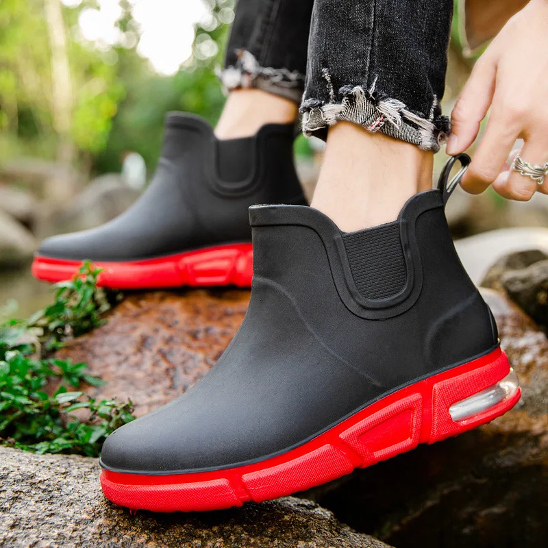 2023 New Fishing Men's Short Tube Fishing Rain Boots Outdoor Rainy Waterproof Rubber Shoes Spring Comfortable Wading Water Boots