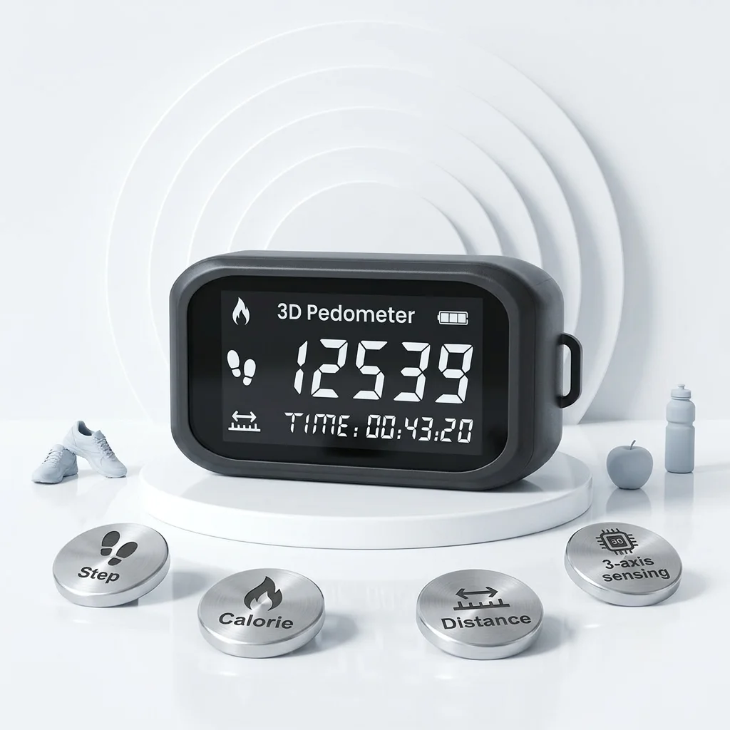 Mini Clip Large Display Pedometer with Lanyard Simple Step Counter Portable Keychain Walking Tracker