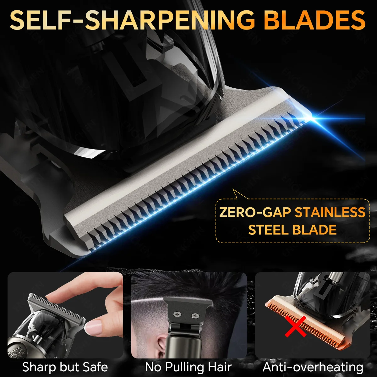 ماكينة تشذيب اللحية ENCHEN GoldStone 1 بدون فجوة شفرات شحذ ذاتية قابلة للتعديل Turbo 6500PRM مع شاشة رقمية