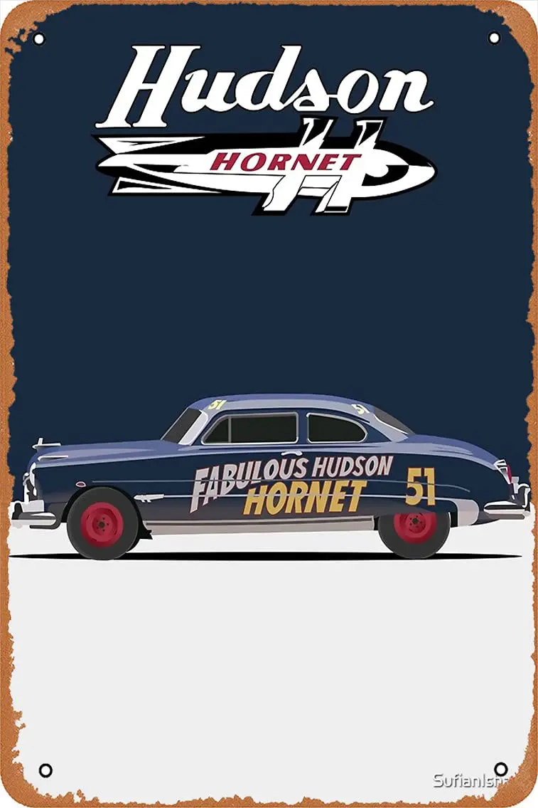 Hudson Hornet ilustracja plakat metalowy znak blaszany 8 \