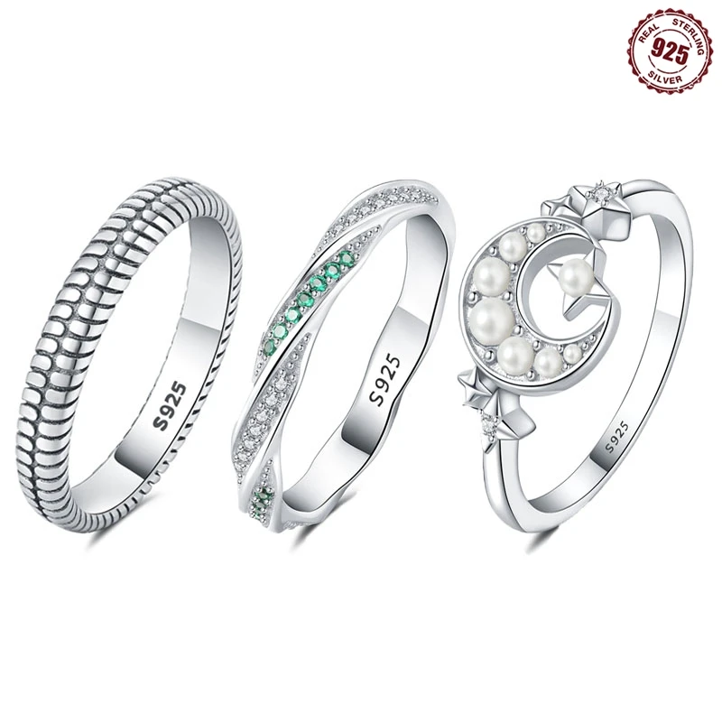 Neue 925 Sterling Einfache Silber Original Serpentin Twist Ring Zirkon Ringe Für Frauen Glück Hochzeit Engagement Schmuck Geschenke