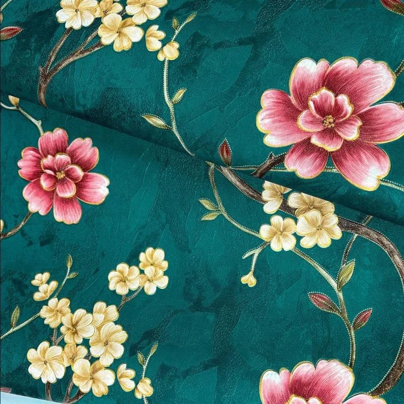 Romantic Rustic Style 3D Embossed Large Flower Wallpaper Living Room Feature Wall Bedroom PVC Embossed Wallpaper In Stock