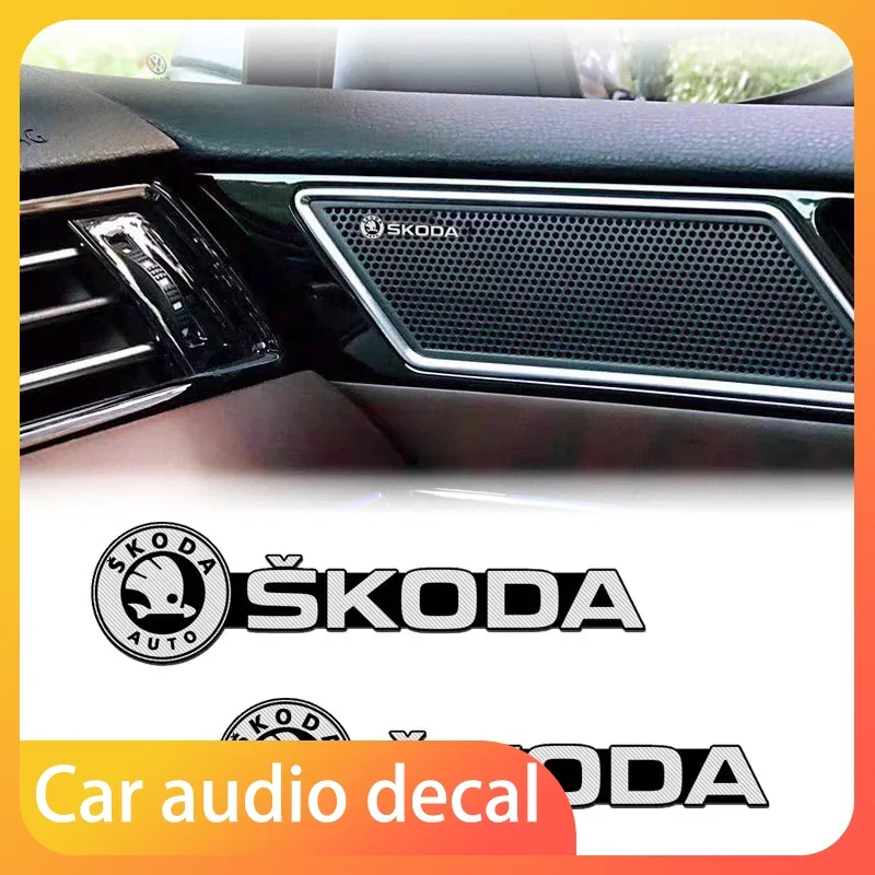 

Stereo sticker car audio decoration badge For Skoda Octavia MK2 MK3 2 3 A7 Fabia Karoq Kodiaq Superb Rapid Kamiq Scala Yeti