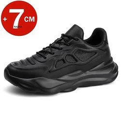 New Men's Breathable Sneakers Elevator Shoes Invisible Inner Height Increasing 7CM Summer Tennis Men Sports Shoes Heighten Shoes