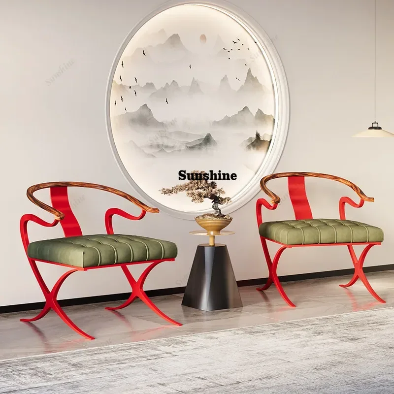 Taishi chair light luxury living room rest hotel villa solid wood cloud crane red silk chair T*