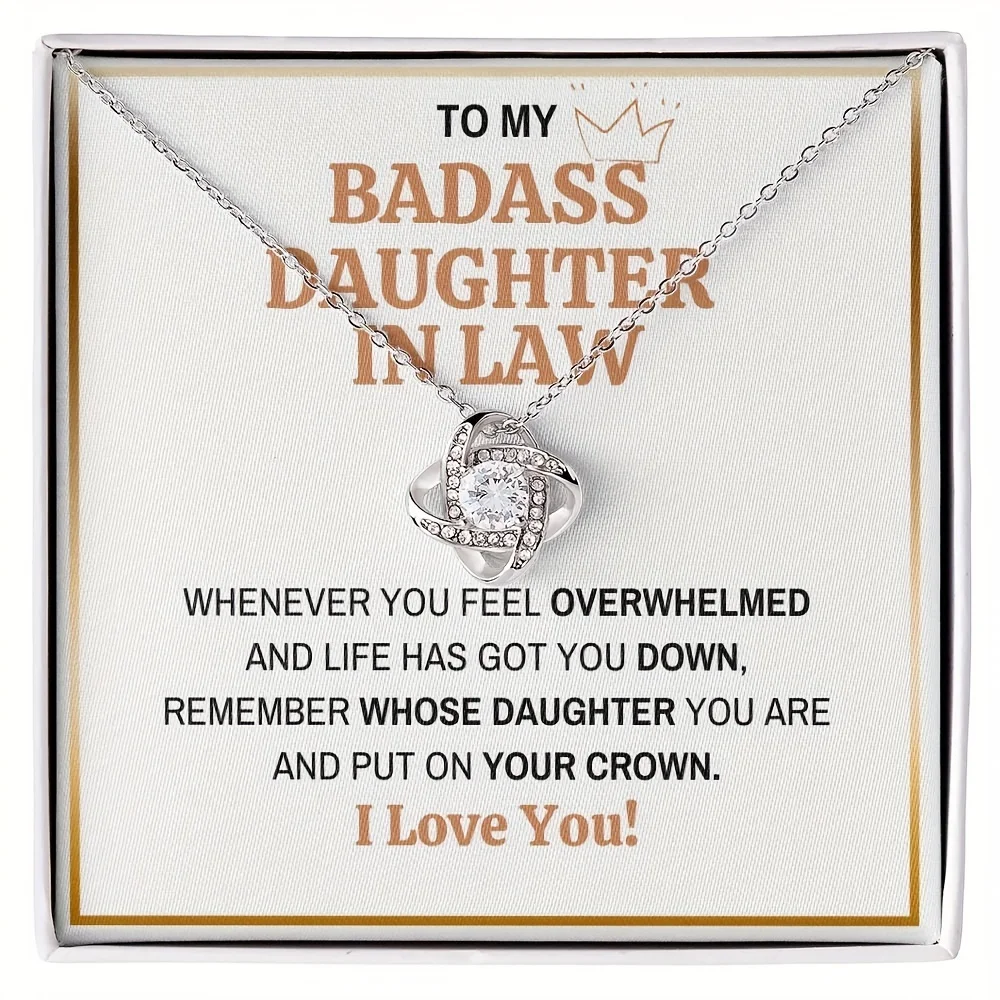 To My Badass Daughter In Law Zircon Inlaid Necklace For Women Gift For Daughter Thanksgiving Birthday New Year Party