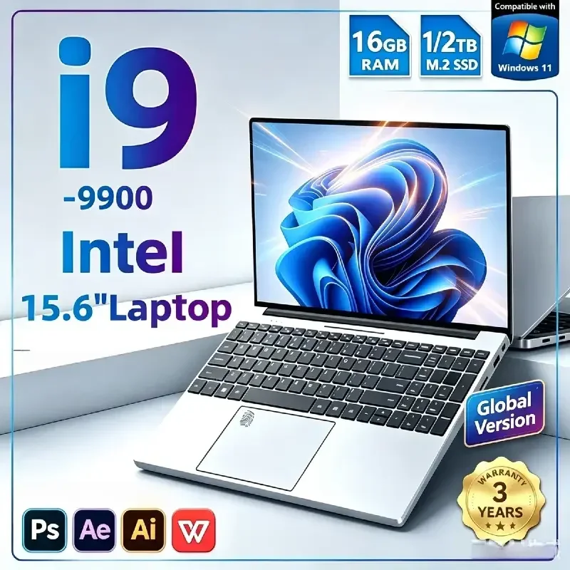 2026 Portable i9 9900 Laptop Notebook Windows 11 Pro 15.6 inch Gaming Computer PC Gamer Intel Core i9 9900 Laptops i9