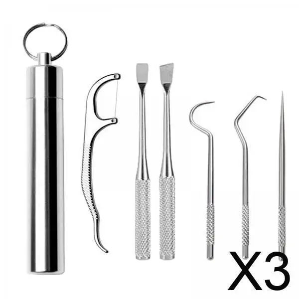 

Портативные зубочистки, набор зубочисток из нержавеющей стали, многоразовый мини-набор для чистки полости рта для путешествий, кемпинга, пешего туризма, ежедневного использования