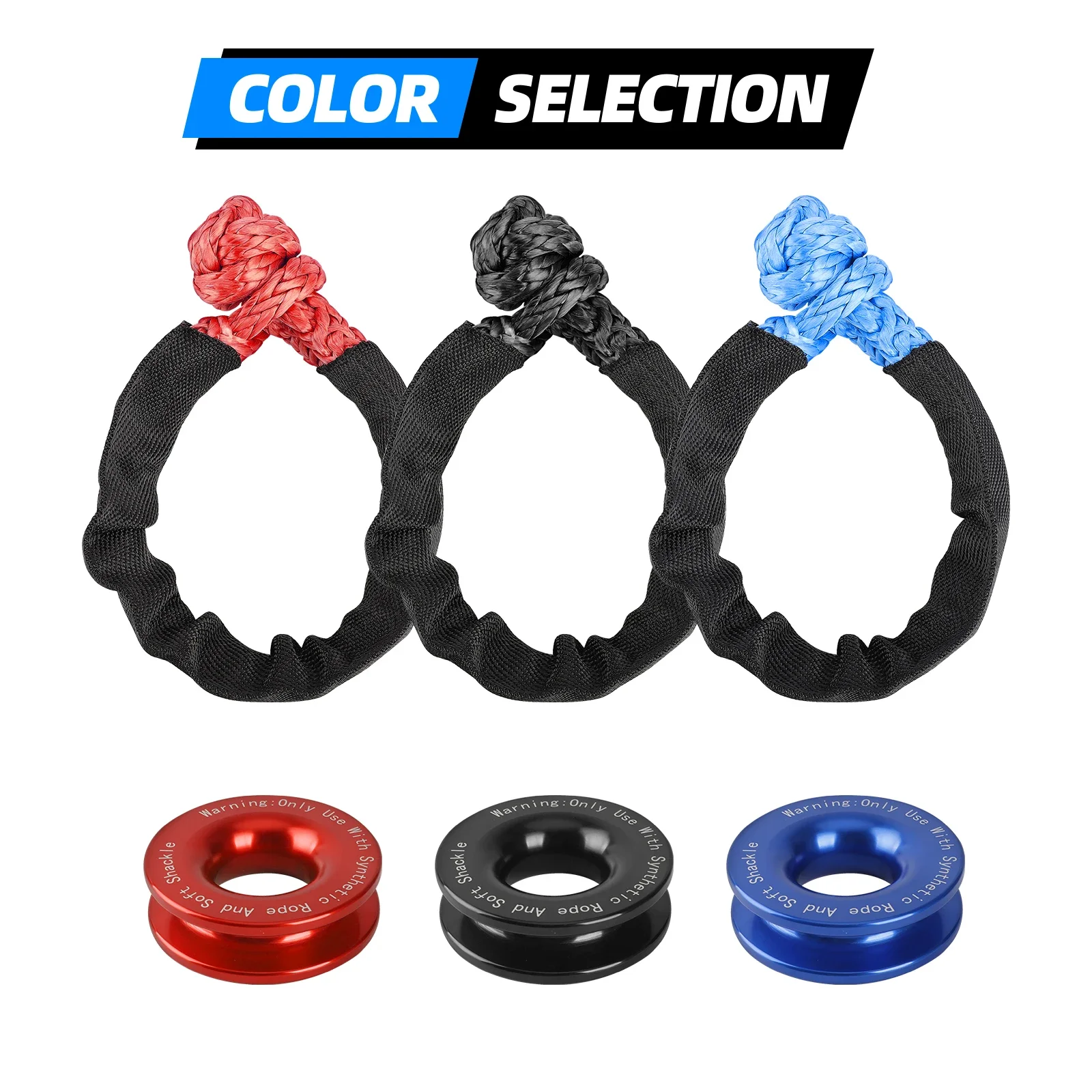 41000lbs Soft Shackle Synthetic Rope Heavy Duty Offroad 4X4 Tow Shackle Strap with Protective Sleeve for Jeep Truck SUV image 3