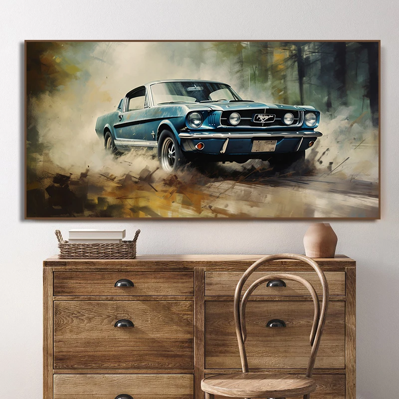 Classic Sports Luxury Red Supercar Ford Mustang Posters and Prints Canvas Painting Wall Art Picture for Living Room Home Decor