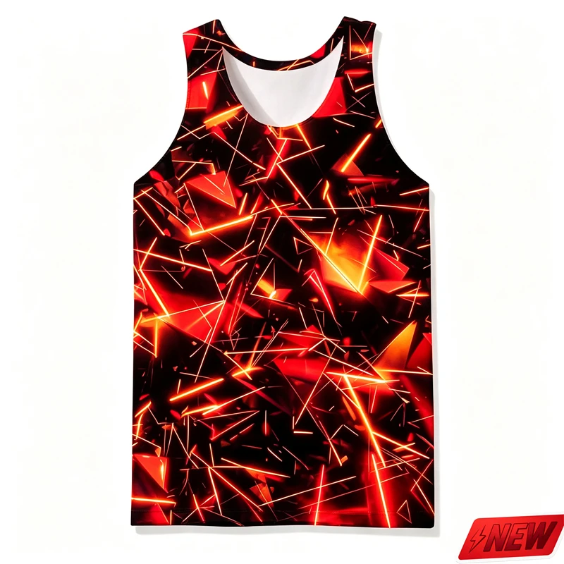 Trend Cool Colorful Tank Top For Men Summer Casual 3D Print Sleeveless Top Harajuku Novelty Tops Street Loose Quick Dry Vest