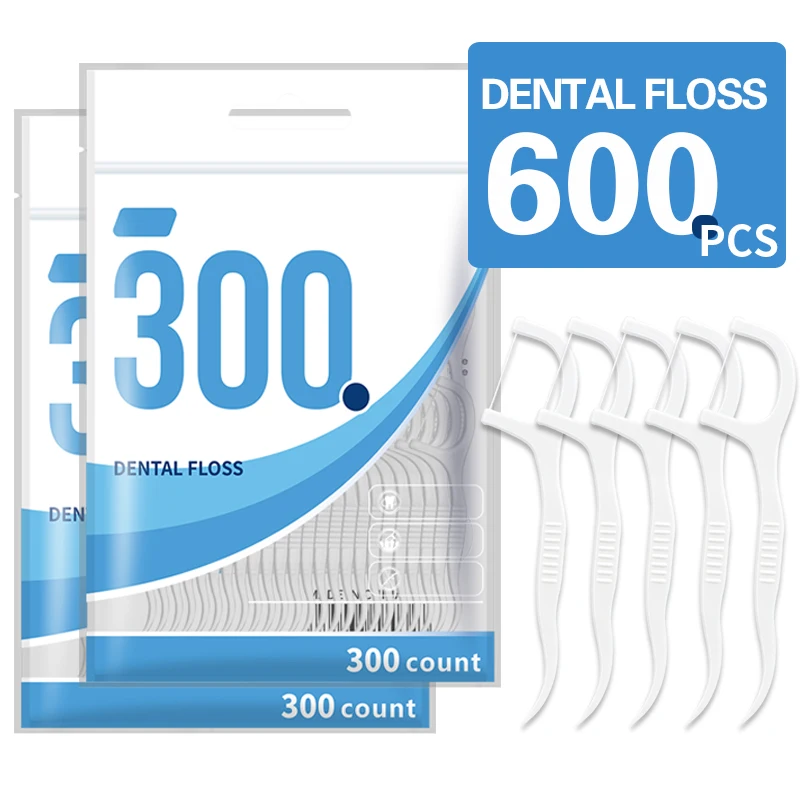 600pcs Floss - Disposable Floss Stick Independent Packaging - Toothpick Floss Remover - Oral Care - Medical Aseptic -