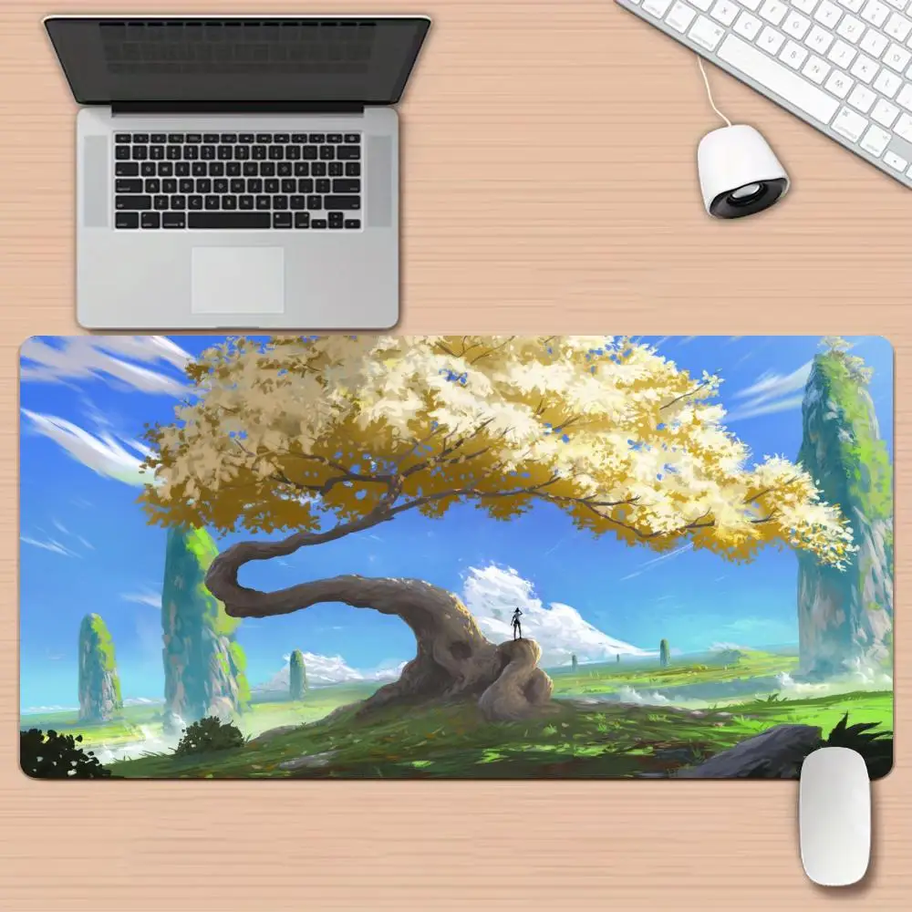 Pectaculaires paysages naturels et arbres géants tapis de souris tapis de bureau bord cousu tapis de jeu durables antidérapants tapis souris