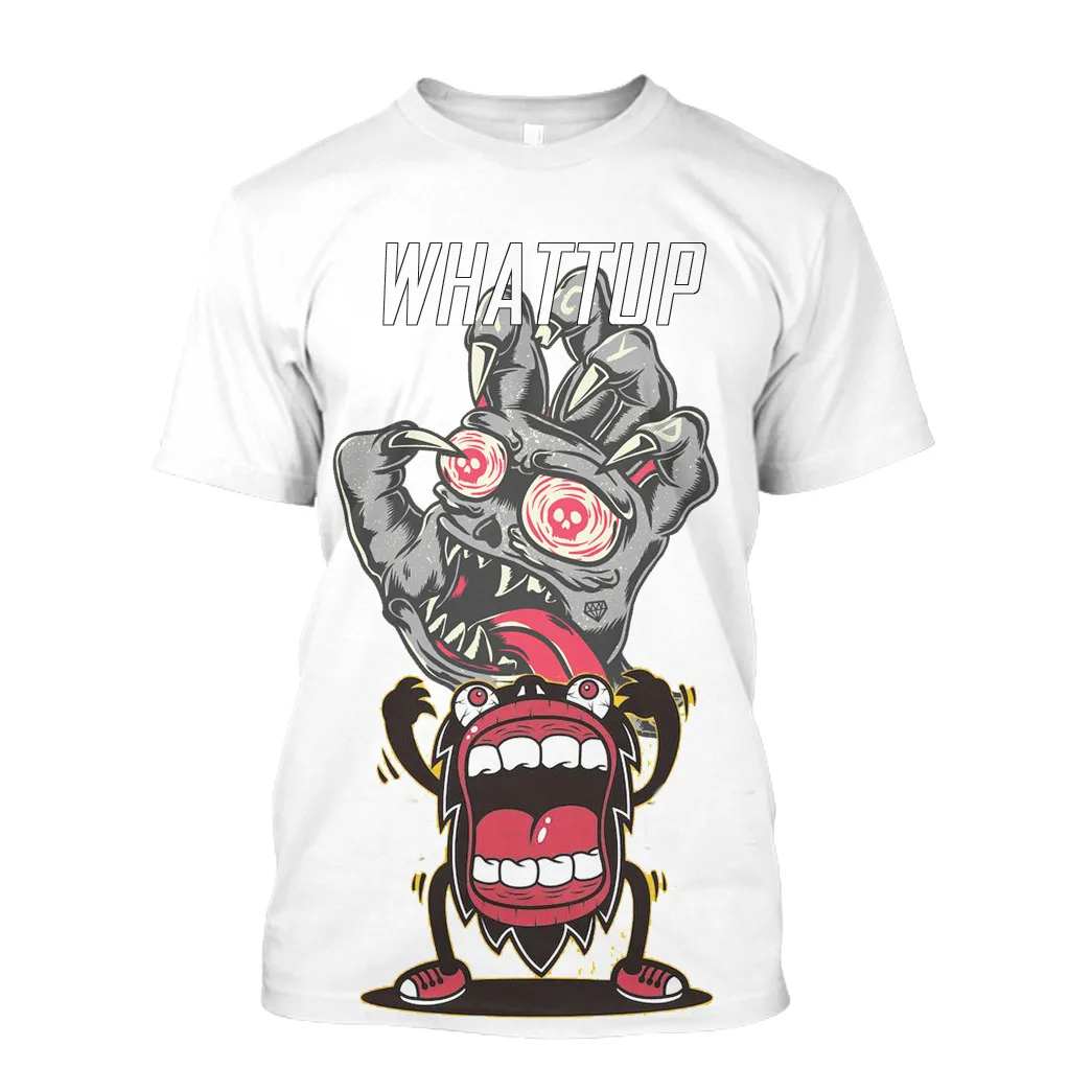 Jumeast Drip 3D Graphic T Shirts Hip Hop Drill Print T Shirty Baggy Horror Demon Mouth Aesthetic Clothing Streetwear Funny Tops