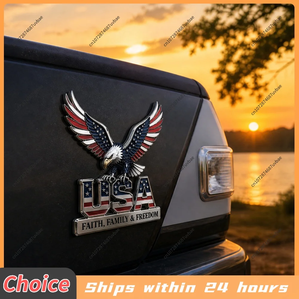 Metal 3D American Eagle Flag Pattern Cars Emblem 3D Shape Car Decals for Pickup Motorcycle ATV Exterior Independence