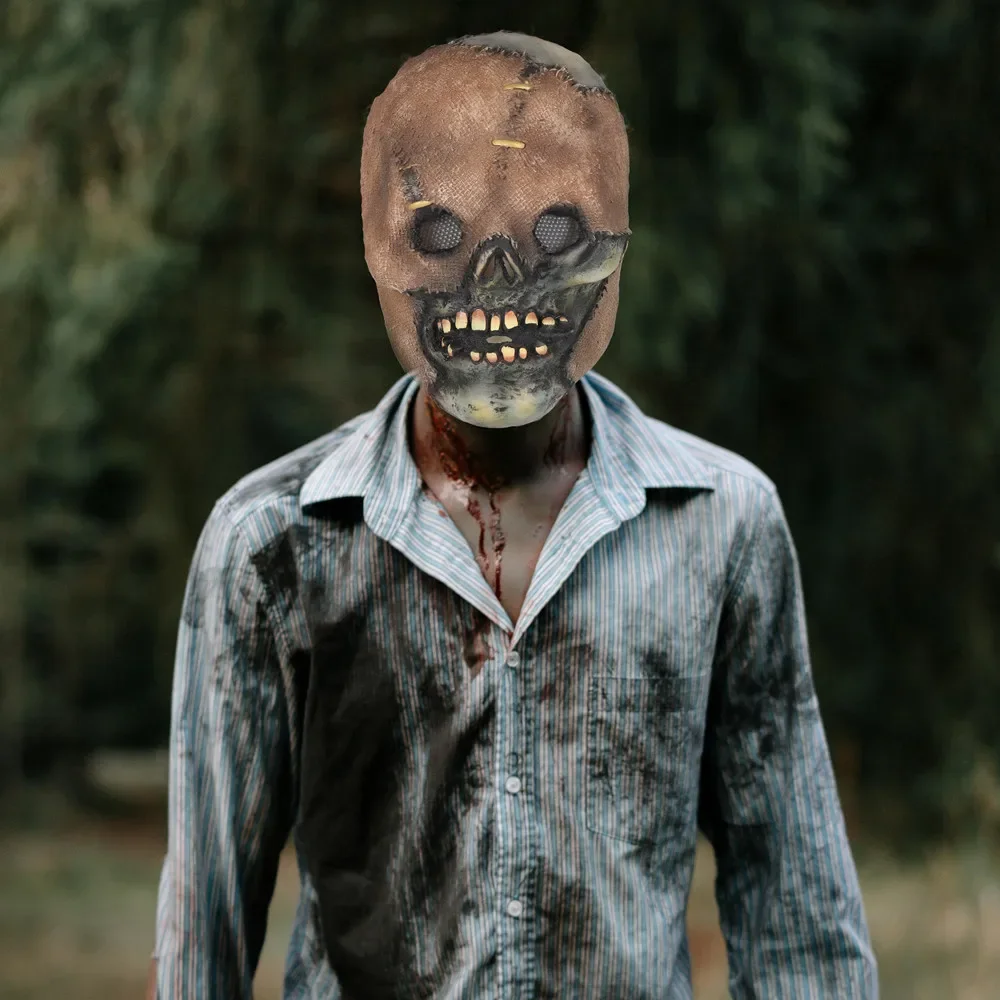 Zumbi crânio monstro máscara cosplay assustador sangrento esqueleto látex capacete masquerade festa de halloween vestir-se traje adereços