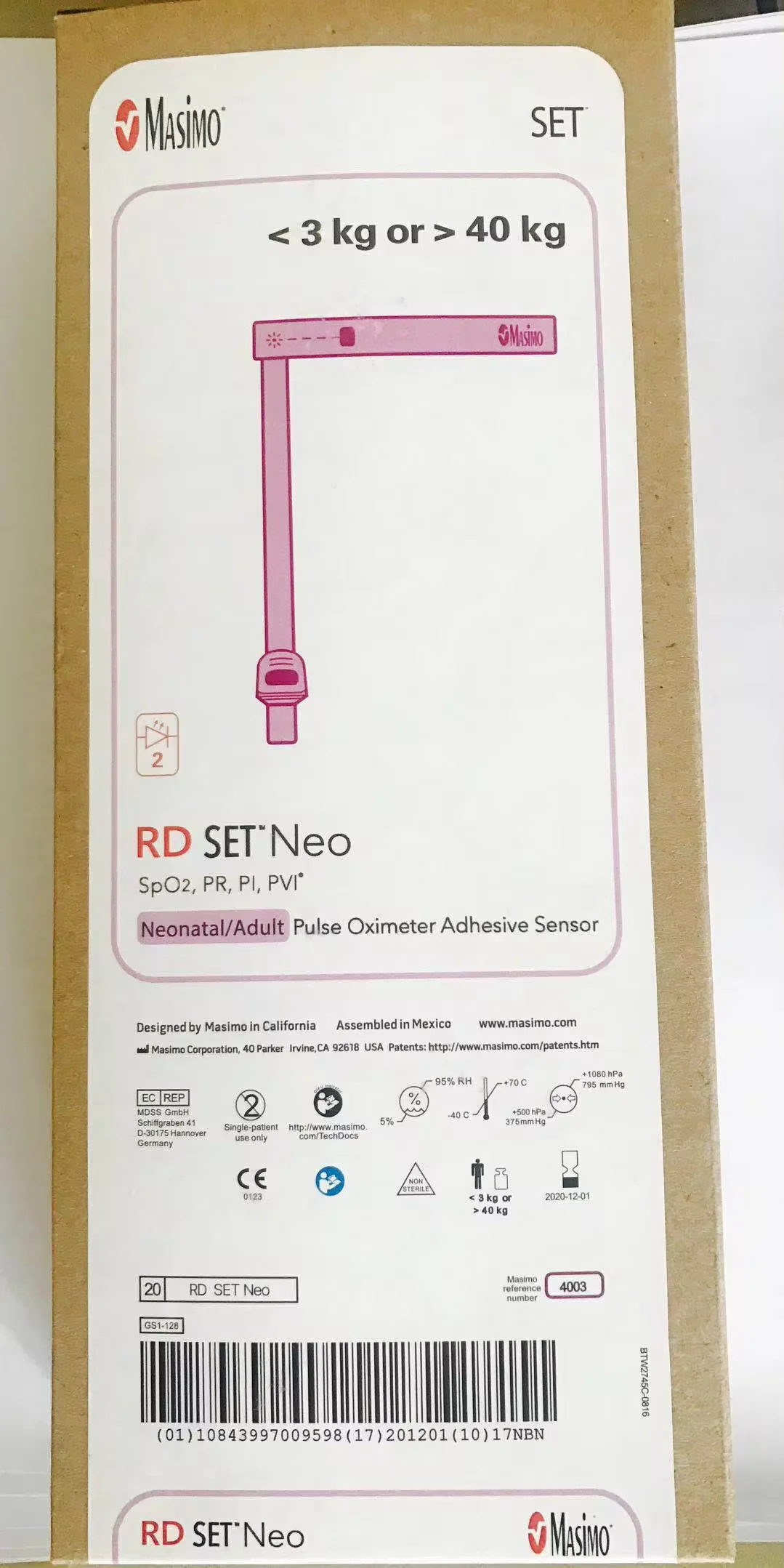 Masimo REF4003 Masimo  RD SET Neo Spo2,PR,PI,PVI Neonatal/Adult Pulse Oximeter Adhesive Sensor  (New,Original)