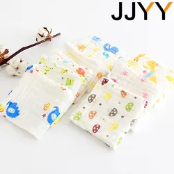 JJYY Baby Cotton Square Towel Six-layer Gauze Printed Small Handkerchief Baby Handkerchief Infant Bib Printed Hand Towel