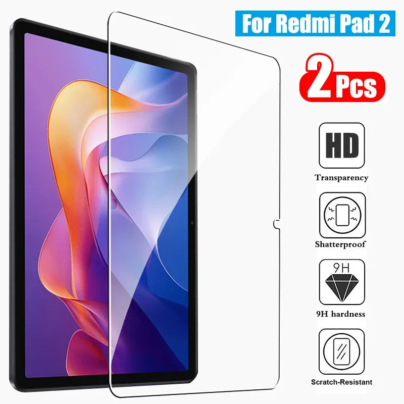 

Для Redmi Pad 2, закаленное стекло, защитная пленка для экрана на Xiaomi Redmi Pad 2, 11 дюймов, без пузырьков, против царапин 9 часов, HD пленка, 2 шт.