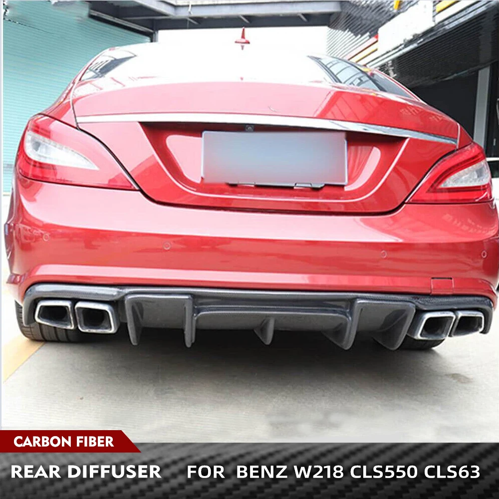 For Mercedes Benz CLS Class W218 CLS550 Sport CLS63 AMG Sedan 2011-2014 Car Rear Racing Diffuser Carbon Fiber Spoiler Body Kits