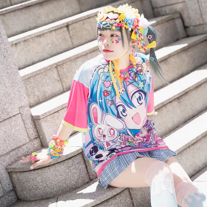 New Summer Anime Girl Full Print Special T-shirt Y2k Family Match Loose Large Size Daily Outing Kids Harajuku Style Short Sleeve